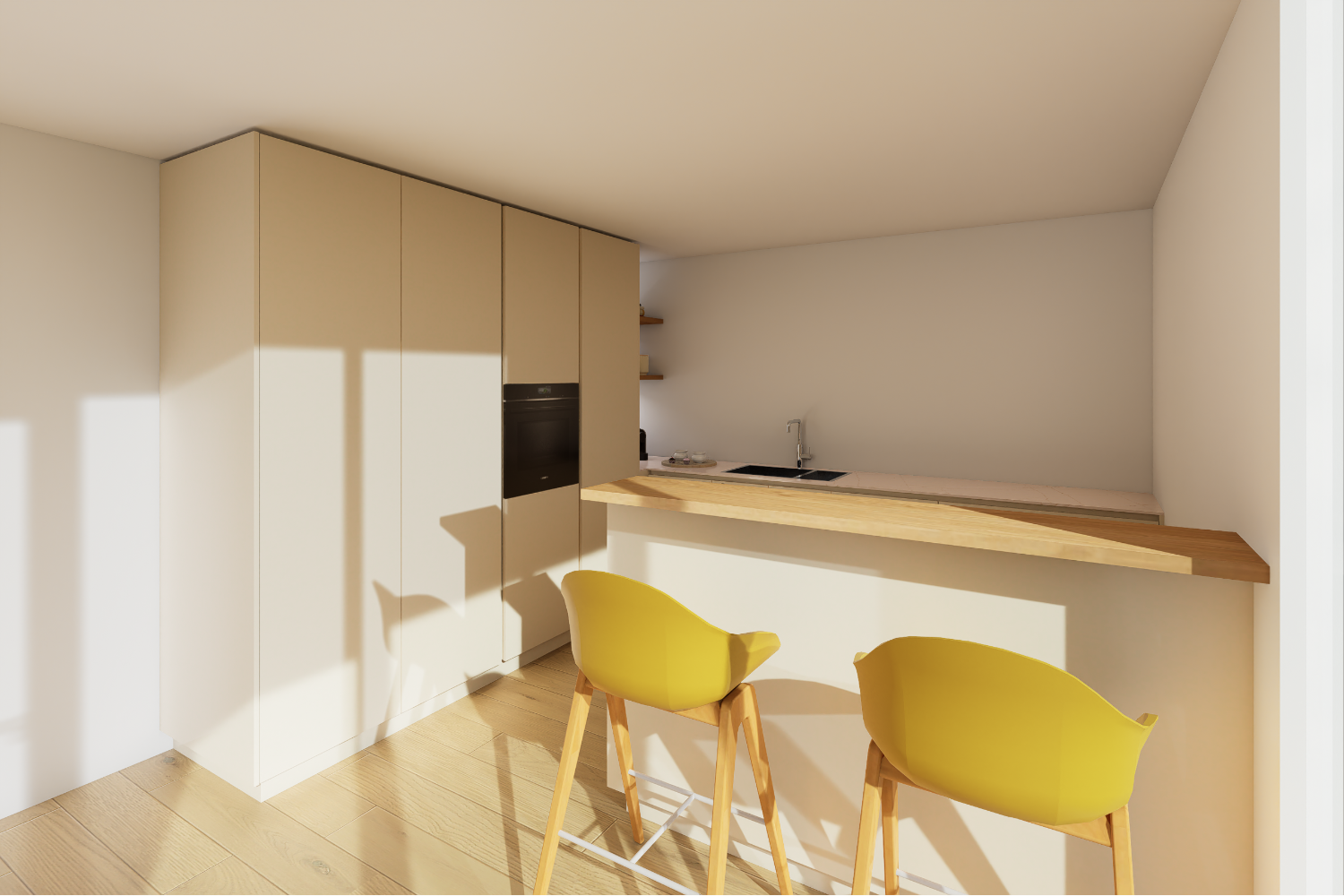 Artist Impression warme lichte keuken ScherpVision.nl