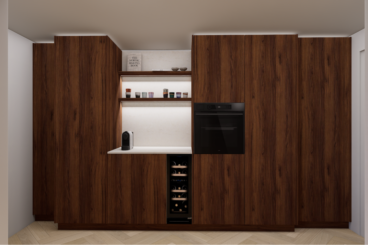 Artist Impression keuken met aangrenzende bijkeuken ScherpVision.nl