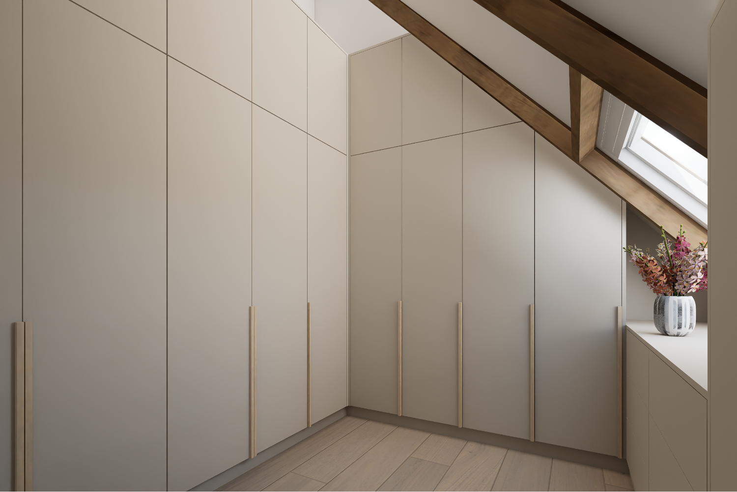 Artist Impression master bedroom en walk-in-closet via ScherpVision.nl