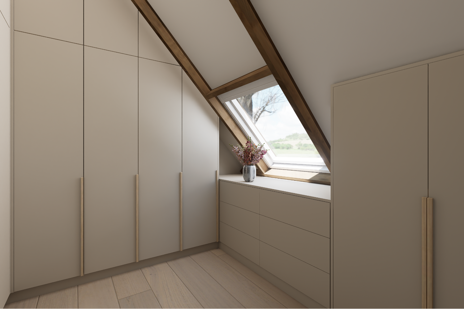 Artist Impression master bedroom en walk-in-closet via ScherpVision.nl
